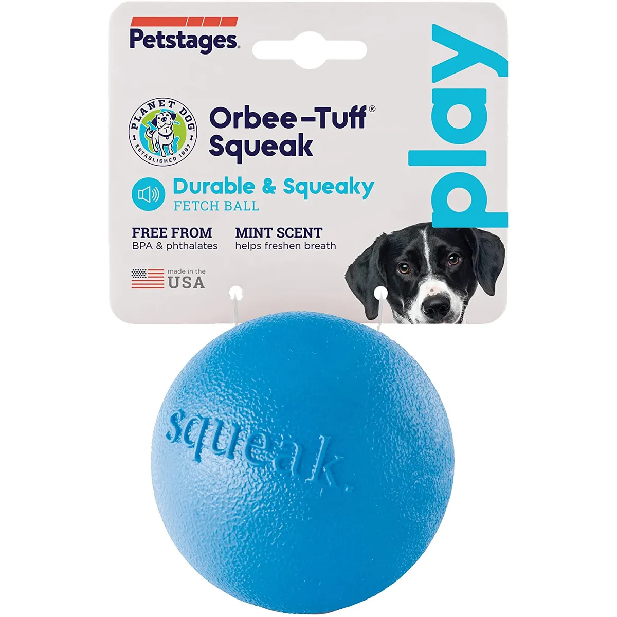 Planet Dog Squeak Ball mit Quietscher blau 4