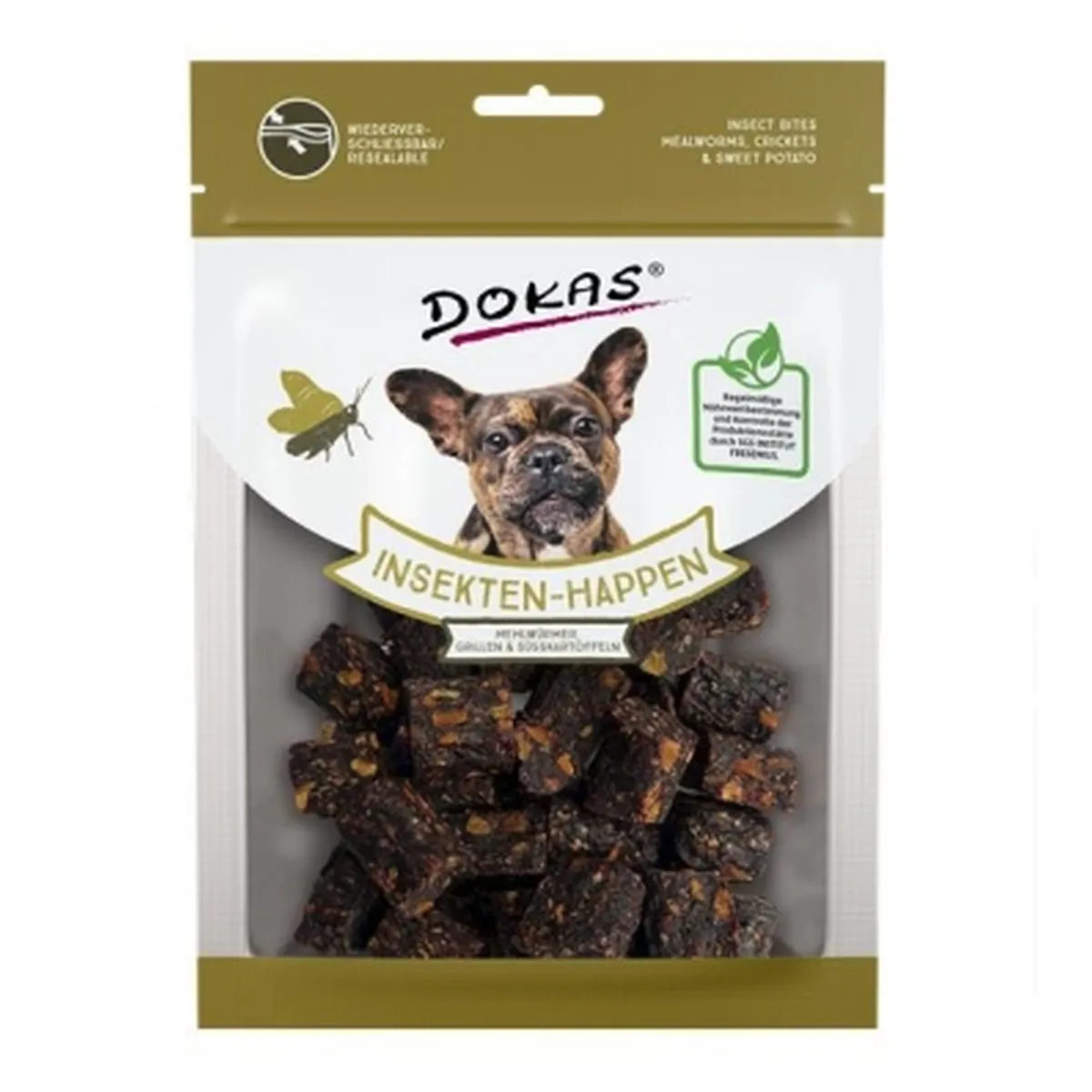 Dokas Dog Snack Insekten-Happen Mehlwürmer, Grillen, Süßkartoffel 100 g